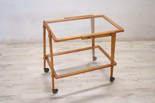 Wood and Glass Drinks Trolley or Bar Cart, 1950s-DCO-1722542