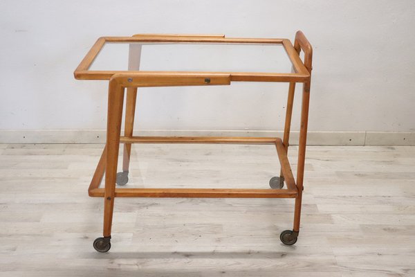 Wood and Glass Drinks Trolley or Bar Cart, 1950s-DCO-1722542