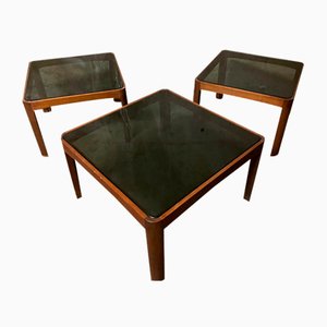 Wood and Glass Nesting Coffee Tables from Poltronova, Set of 3-EBQ-1786289