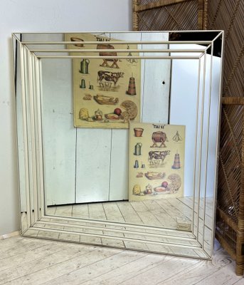 Wood and Glass Square Mirror from Deknudt, 1970s-WZZ-1338435