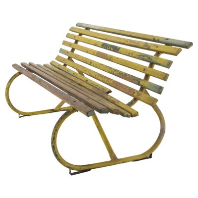 Wood and Iron Bench, 1930s-TZ-1388030