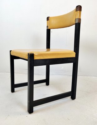 Wood and Leather Chairs, 1970s, Set of 6-FGA-923343