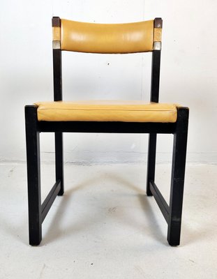 Wood and Leather Chairs, 1970s, Set of 6-FGA-923343