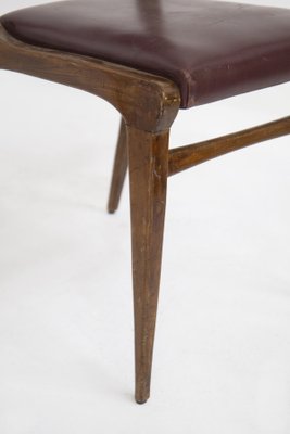 Wood and Red Leather Chairs attributed to Carlo De Carli, 1950s, Set of 6-RCE-1399052