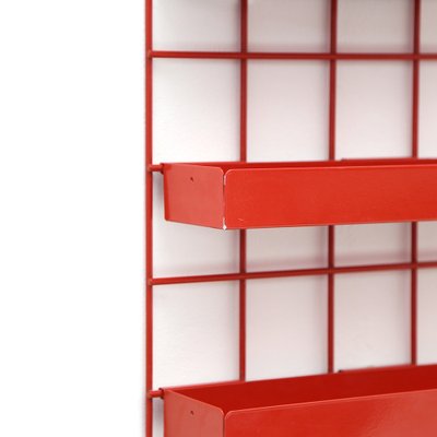 Wood and Red Portarobe Bookcase by Piero Polato for Robots, 1970s-EZ-1263590