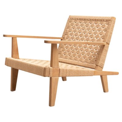 Wood and Rope Easy Armchair After Clara Porset-WM-1192917