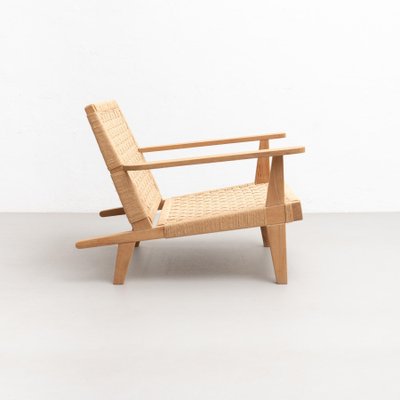 Wood and Rope Easy Armchair After Clara Porset-WM-1192917