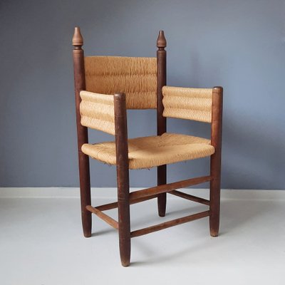 Wood and Rush Armchair, 1960s-SJU-1735519