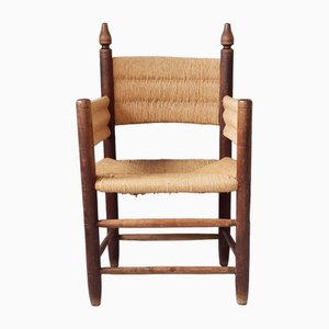 Wood and Rush Armchair, 1960s-SJU-1735519