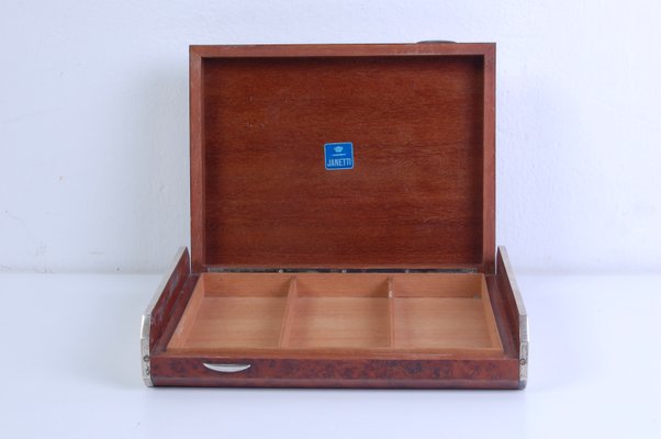 Wood and Silver Box from Janetti Florence, 1950s-XSG-1433705