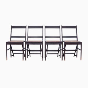 Wood and Vienna Straw Folding Chairs from Fratelli Zari, 1950s, Set of 4-XSG-685107