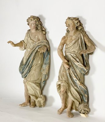 Wood Angels Sculptures, France, 18th Century, Set of 2-FGA-923139