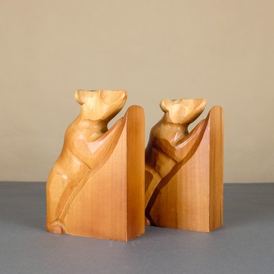 Wood Bear Bookends from VEB Kunstgewerbliche Holzarbeiten Klings, 1950s, Set of 2-YGX-746565