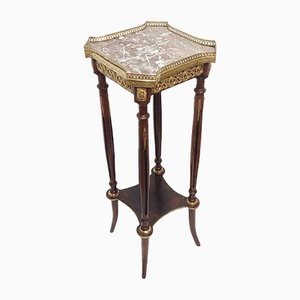 Wood, Brass and Marble Side Table, France, 1940s-RGF-1168119