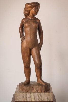 Wood Carved Female Nude with Stand-AOI-1304642