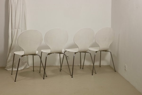 Wood & Chrome Dining Chairs, 1970s, Set of 4-OTF-1765172