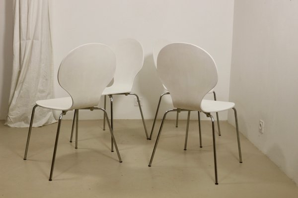 Wood & Chrome Dining Chairs, 1970s, Set of 4-OTF-1765172