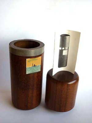 Wood, Enamel & Metal Bottle Holder by Virgilio Guidi for Spirale Arte, 1970s-GKB-842295