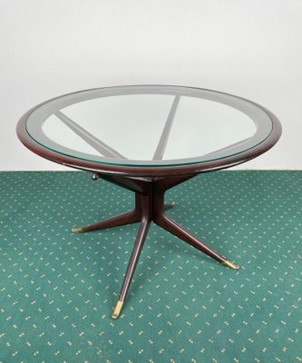 Wood Glass & Brass Coffee Table by Guglielmo Ulrich, Italy, 1950s-LYQ-1171346