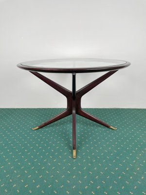 Wood Glass & Brass Coffee Table by Guglielmo Ulrich, Italy, 1950s-LYQ-1171346