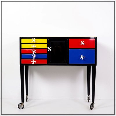 Wood Lacquerd Mondrian Colors Dental Cabinet-JG-1786521