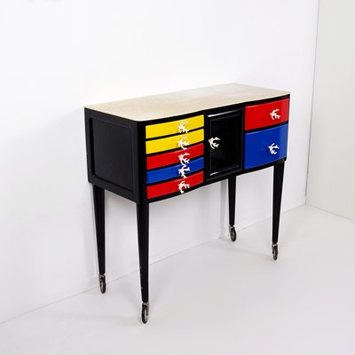 Wood Lacquered Mondrian Colors Dental Cabinet-NYF-2018974