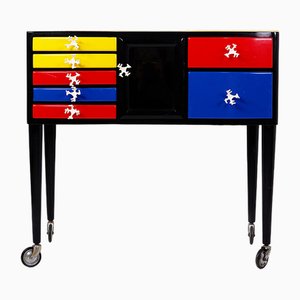 Wood Lacquered Mondrian Colors Dental Cabinet-NYF-2018974