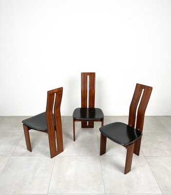 Wood & Leather Chairs by Mario Marenco for Mobil Girgi, Italy, 1970s, Set of 4-LYQ-1221946