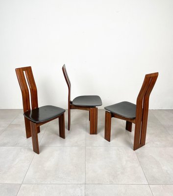 Wood & Leather Chairs by Mario Marenco for Mobil Girgi, Italy, 1970s, Set of 4-LYQ-1221946