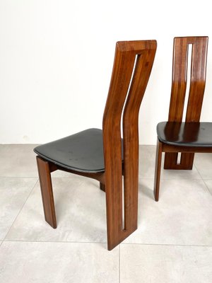 Wood & Leather Chairs by Mario Marenco for Mobil Girgi, Italy, 1970s, Set of 4-LYQ-1221946