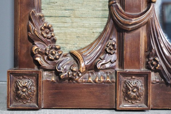 Wood Mirror with Clock, 1960s-KNM-863183