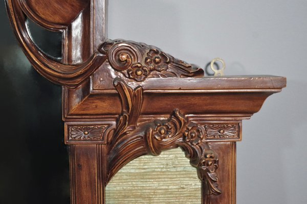 Wood Mirror with Clock, 1960s-KNM-863183