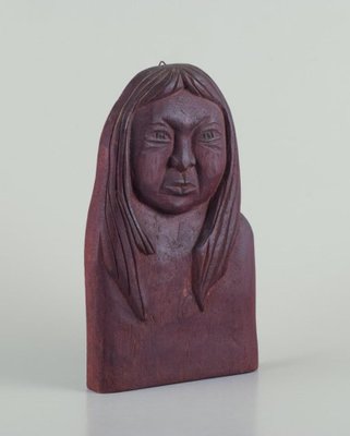 Wood Relief of Greenlandic Woman from Greenlandica, 1960s-AR-2034091