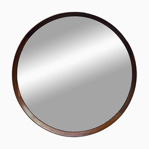 Wood Round Wall Mirror, Italy, 1960s-YUW-2034078