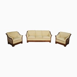 Wood Sofa & Armchairs from Mobil Girgi, 1970s, Set of 3-KNM-1283431