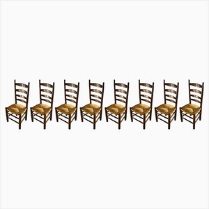 Wood & Straw Chairs by Charles Dudouyt, France, 1950s, Set of 8-NLF-960905