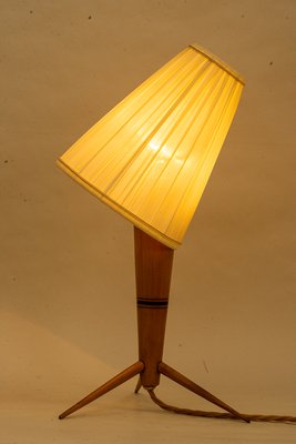 Wood Table Lamp with Fabric Shade, 1950s-SPD-1415066