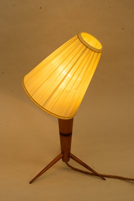 Wood Table Lamp with Fabric Shade, 1950s-SPD-1415066