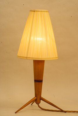 Wood Table Lamp with Fabric Shade, 1950s-SPD-1415066