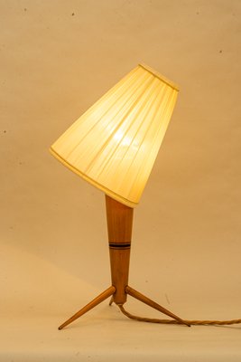 Wood Table Lamp with Fabric Shade, 1950s-SPD-1415066