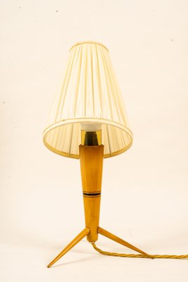 Wood Table Lamp with Fabric Shade, 1950s-SPD-1415066