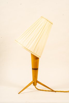 Wood Table Lamp with Fabric Shade, 1950s-SPD-1415066