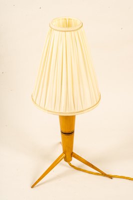 Wood Table Lamp with Fabric Shade, 1950s-SPD-1415066