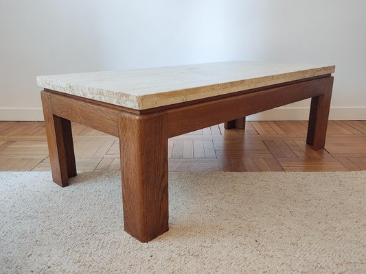 Wood & Travertine Coffee Table-ILR-2021334