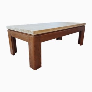 Wood & Travertine Coffee Table-ILR-2021334