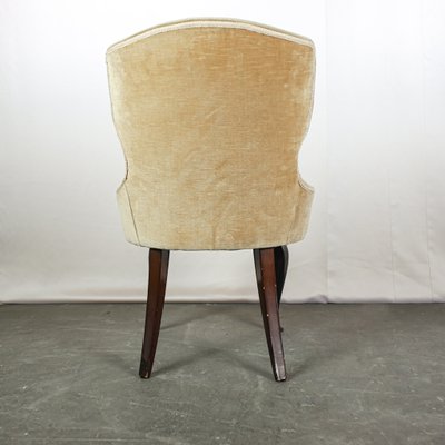 Wood & Velvet Lounge Chair, 1950s-ZLY-672685