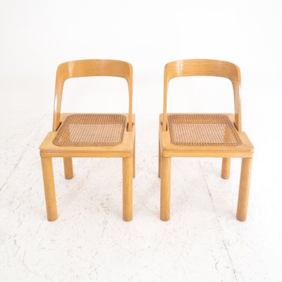 Wood & Viennese Straw Chairs attributed to RB Rossana, Italy, 1970s, Set of 2-UPW-1736422