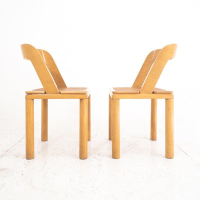 Wood & Viennese Straw Chairs attributed to RB Rossana, Italy, 1970s, Set of 2-UPW-1736422