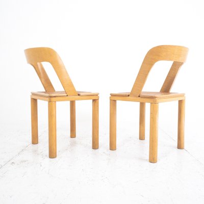 Wood & Viennese Straw Chairs attributed to RB Rossana, Italy, 1970s, Set of 2-UPW-1736422