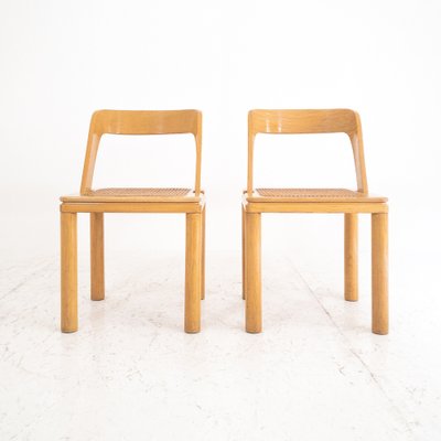 Wood & Viennese Straw Chairs attributed to RB Rossana, Italy, 1970s, Set of 2-UPW-1736422